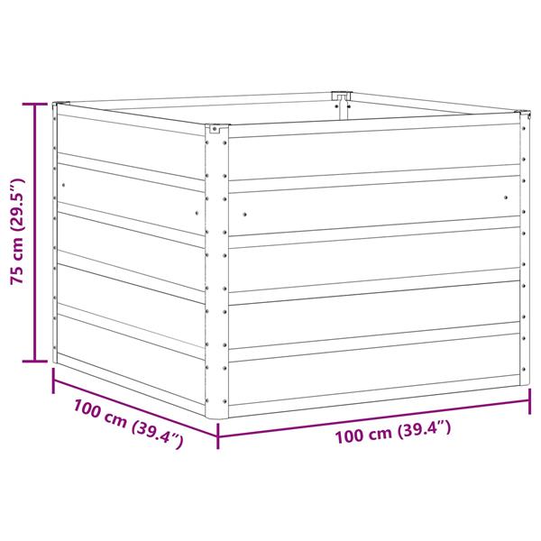 Grote foto vidaxl plantenbak ivoor 100 x 100 x 75 cm staal tuin en terras overige tuin en terras