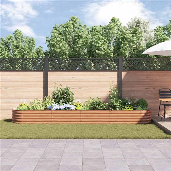 Grote foto vidaxl verhoogd bed bruin 400 x 80 x 44 cm staal tuin en terras overige tuin en terras