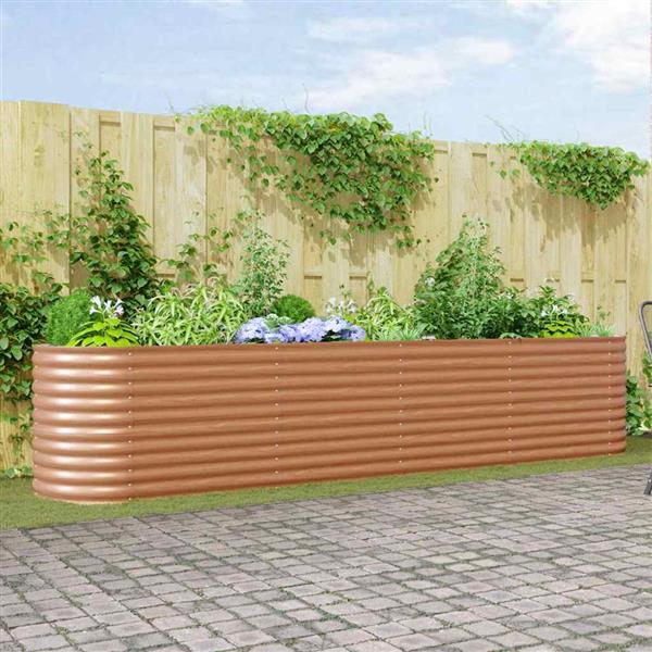 Grote foto vidaxl verhoogd bed bruin 400 x 80 x 81 cm staal tuin en terras overige tuin en terras