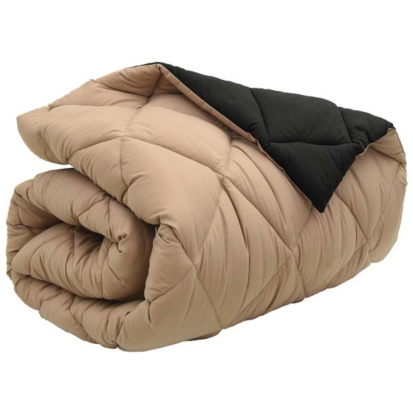 Grote foto vidaxl winter dekbed zwart en taupe 200 x 135 cm microfiber huis en inrichting bedden