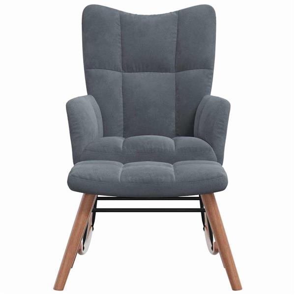 Grote foto vidaxl schommelstoel met voetensteun 2 pcs donkergrijs fluweel huis en inrichting stoelen