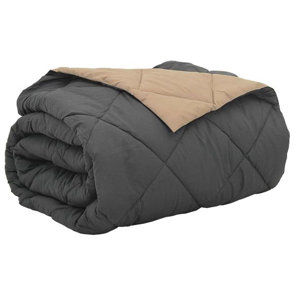 Grote foto vidaxl zomer dekbed antraciet en taupe 220 x 200 cm microfiber huis en inrichting bedden