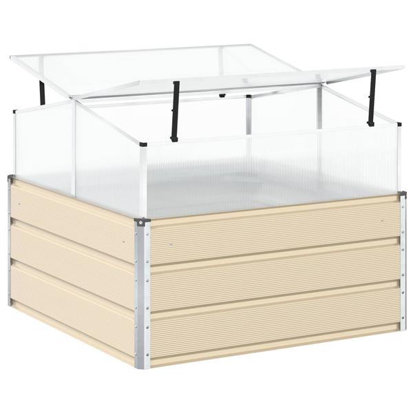 Grote foto vidaxl plantenbak ivoor 100 x 100 x 77 cm gegalvaniseerd staal tuin en terras overige tuin en terras