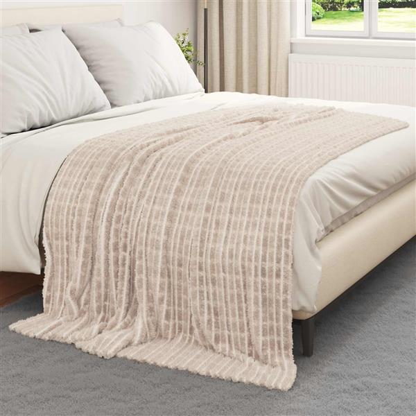 Grote foto vidaxl gooi deken beige 200 x 150 cm fleece huis en inrichting bedden
