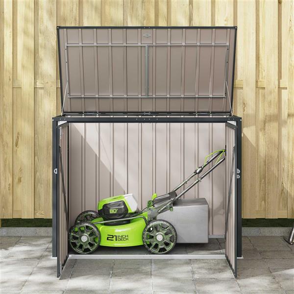 Grote foto vidaxl tuinopslagdoos zwart 151 5 x 82 x 110 5 cm staal tuin en terras tuinhuisjes en blokhutten