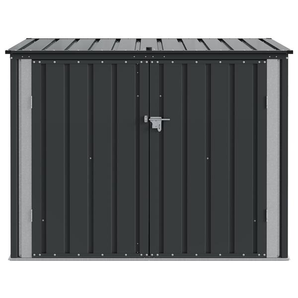 Grote foto vidaxl tuinopslagdoos zwart 151 5 x 82 x 110 5 cm staal tuin en terras tuinhuisjes en blokhutten
