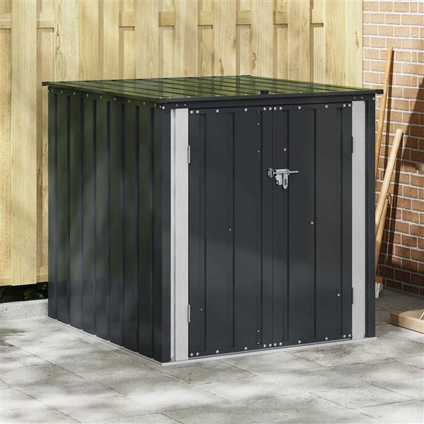 Grote foto vidaxl tuinopslagdoos zwart 101 5 x 107 x 100 cm staal tuin en terras tuinhuisjes en blokhutten