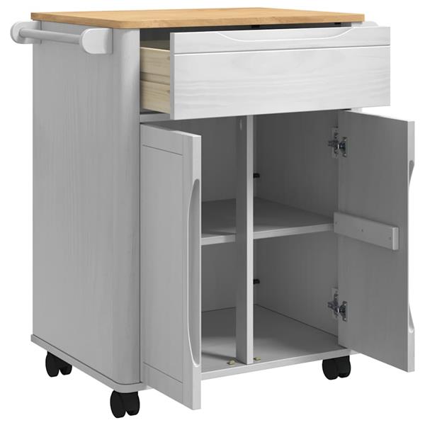 Grote foto vidaxl keuken trolley wit 72 5 x 45 x 80 cm massief vurenhout huis en inrichting keukenbenodigdheden