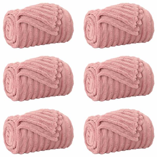 Grote foto vidaxl kleden 6 stuks roze 200 x 150 cm fleece huis en inrichting bedden