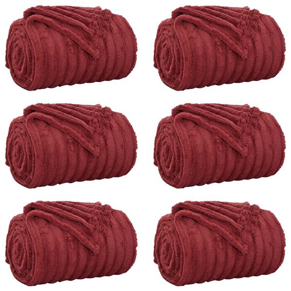 Grote foto vidaxl kleden 6 stuks bordeaux rood 270 x 240 cm fleece huis en inrichting bedden