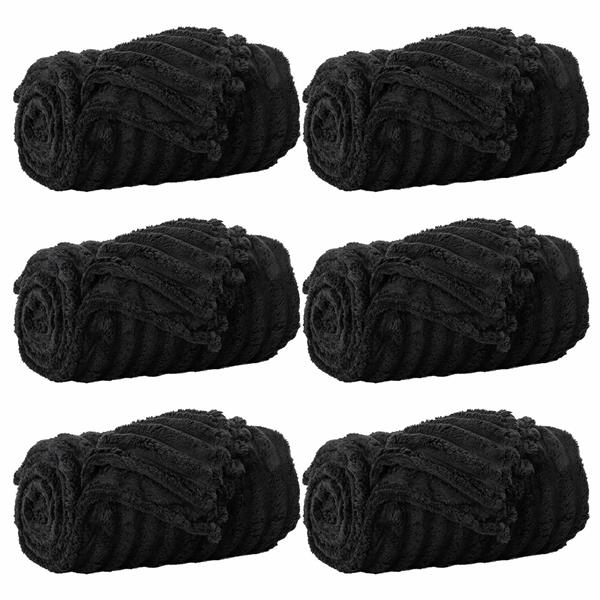 Grote foto vidaxl kleden 6 stuks zwart 240 x 220 cm fleece huis en inrichting bedden