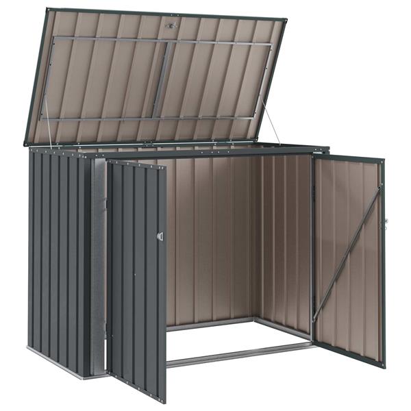 Grote foto vidaxl tuinopslagdoos zwart 151 5 x 82 x 110 5 cm staal tuin en terras tuinhuisjes en blokhutten