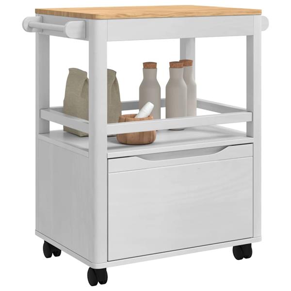 Grote foto vidaxl keuken trolley floro wit 72 5 x 45 x 80 cm massief vurenhout huis en inrichting keukenbenodigdheden