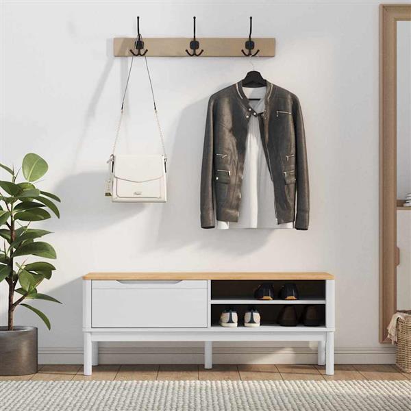 Grote foto vidaxl hal bank met lade wit 115 x 40 x 45 cm massief vurenhout huis en inrichting overige huis en inrichting