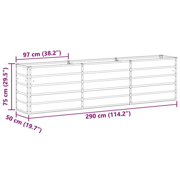 Grote foto vidaxl plantenbak lichtgrijs 480 x 50 x 45 cm gegalvaniseerd staal tuin en terras overige tuin en terras