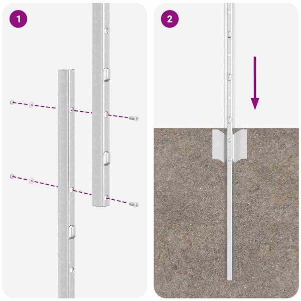 Grote foto vidaxl afrasteringspaal 5 pcs zilver 150 cm staal tuin en terras overige tuin en terras