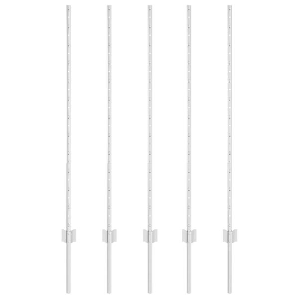 Grote foto vidaxl afrasteringspaal 5 pcs zilver 120 cm staal tuin en terras overige tuin en terras