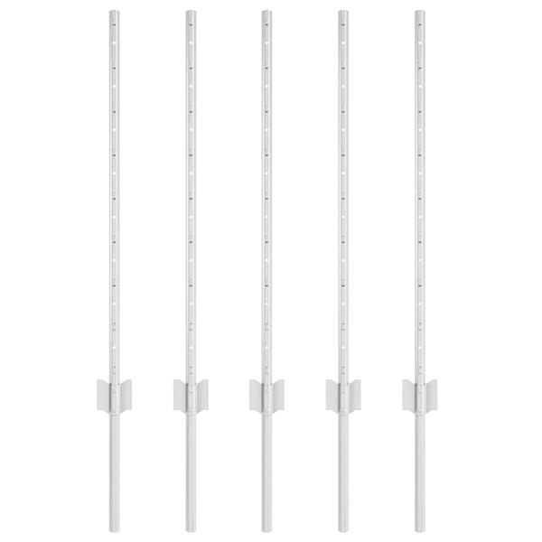 Grote foto vidaxl afrasteringspaal 5 pcs zilver 80 cm staal tuin en terras overige tuin en terras