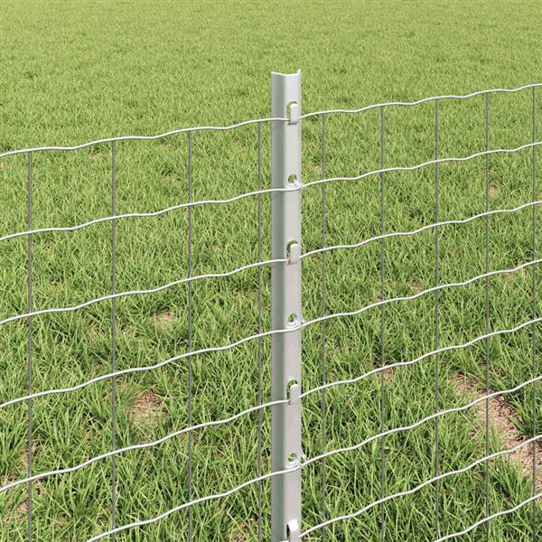 Grote foto vidaxl afrasteringspaal 5 pcs zilver 40 cm staal tuin en terras overige tuin en terras