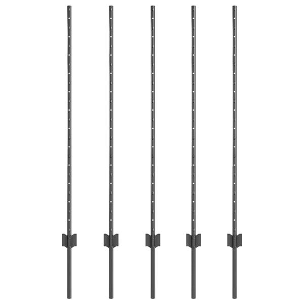 Grote foto vidaxl afrasteringspaal 5 pcs grijs 120 cm staal tuin en terras overige tuin en terras