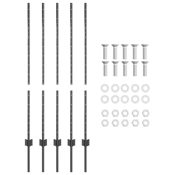 Grote foto vidaxl afrasteringspaal 5 pcs grijs 120 cm staal tuin en terras overige tuin en terras
