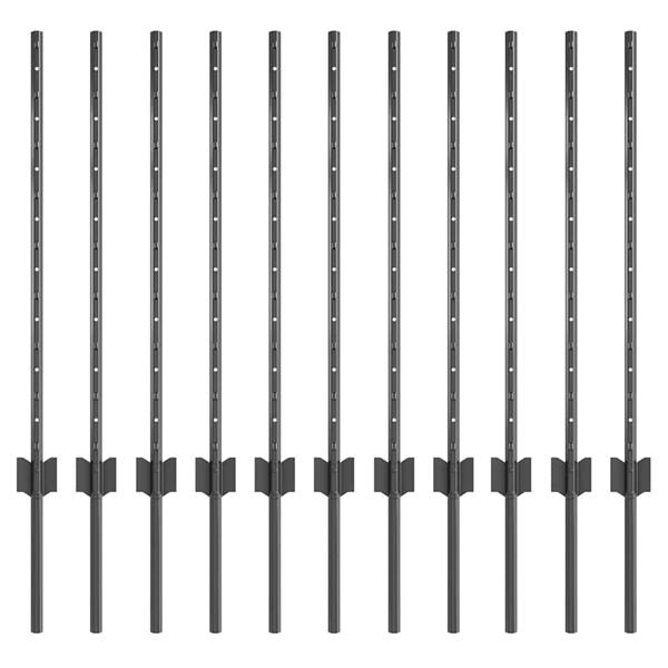 Grote foto vidaxl afrasteringspaal 11 pcs grijs 80 cm staal tuin en terras overige tuin en terras