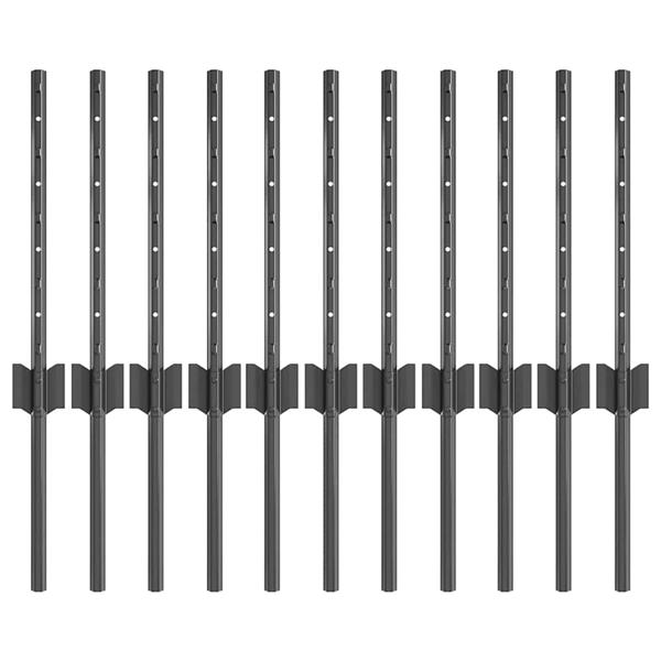 Grote foto vidaxl afrasteringspaal 11 pcs grijs 40 cm staal tuin en terras overige tuin en terras