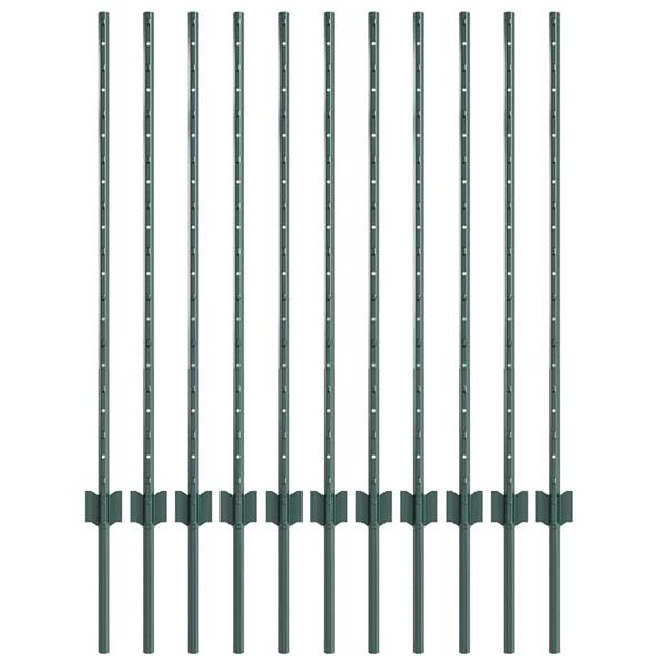 Grote foto vidaxl afrasteringspaal 11 pcs groen 100 cm staal tuin en terras overige tuin en terras
