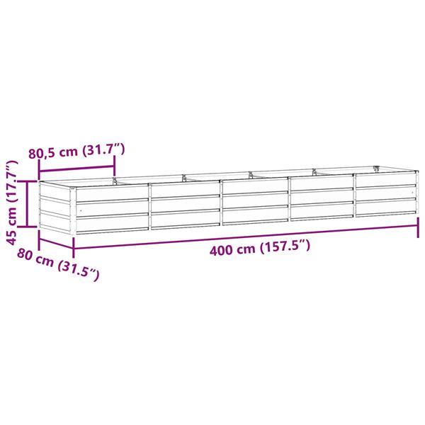 Grote foto vidaxl plantenbak antraciet 400 x 80 x 45 cm staal tuin en terras overige tuin en terras
