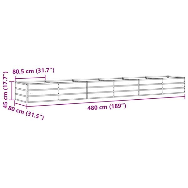 Grote foto vidaxl plantenbak lichtgrijs 480 x 80 x 45 cm staal tuin en terras overige tuin en terras