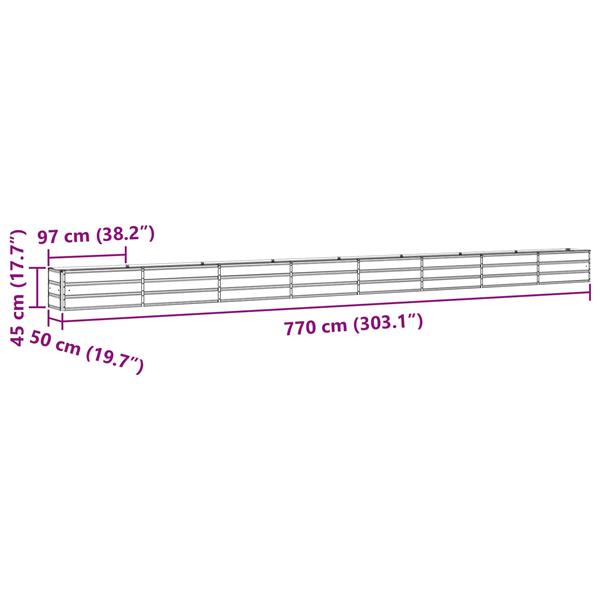 Grote foto vidaxl plantenbak ivoor 480 x 50 x 45 cm gegalvaniseerd staal tuin en terras overige tuin en terras