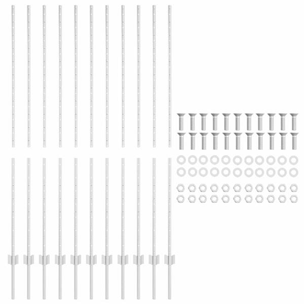 Grote foto vidaxl afrasteringspaal 11 pcs zilver 160 cm staal tuin en terras overige tuin en terras