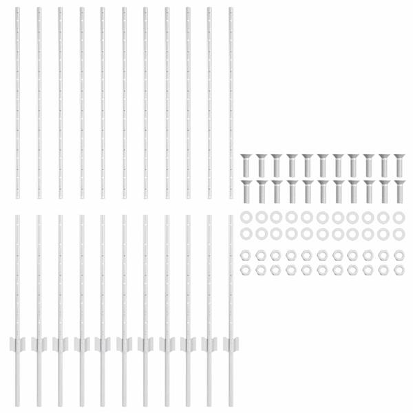 Grote foto vidaxl afrasteringspaal 11 pcs zilver 140 cm staal tuin en terras overige tuin en terras