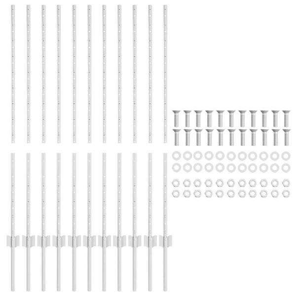Grote foto vidaxl afrasteringspaal 11 pcs zilver 120 cm staal tuin en terras overige tuin en terras