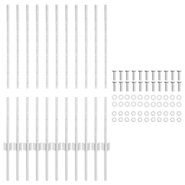 Grote foto vidaxl afrasteringspaal 11 pcs zilver 100 cm staal tuin en terras overige tuin en terras