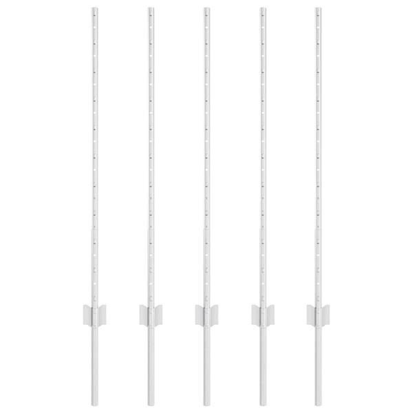 Grote foto vidaxl afrasteringspaal 5 pcs zilver 100 cm staal tuin en terras overige tuin en terras