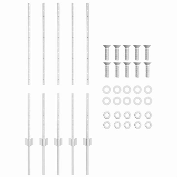 Grote foto vidaxl afrasteringspaal 5 pcs zilver 100 cm staal tuin en terras overige tuin en terras