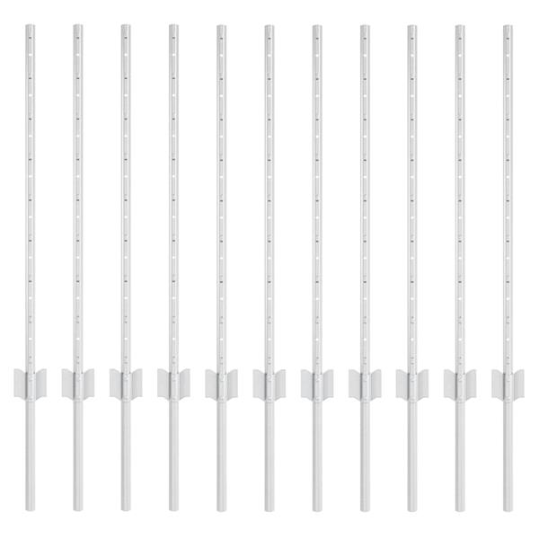 Grote foto vidaxl afrasteringspaal 11 pcs zilver 80 cm staal tuin en terras overige tuin en terras