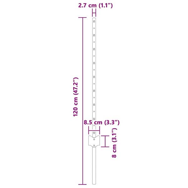 Grote foto vidaxl afrasteringspaal 5 pcs zilver 80 cm staal tuin en terras overige tuin en terras