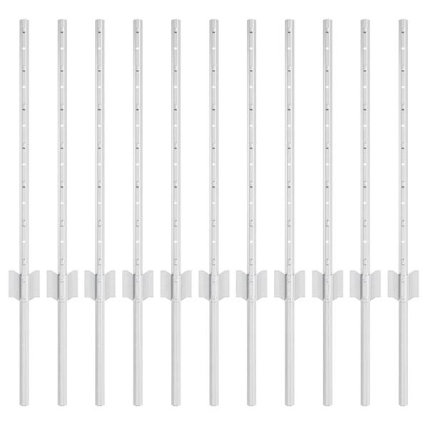 Grote foto vidaxl afrasteringspaal 11 pcs zilver 60 cm staal tuin en terras overige tuin en terras