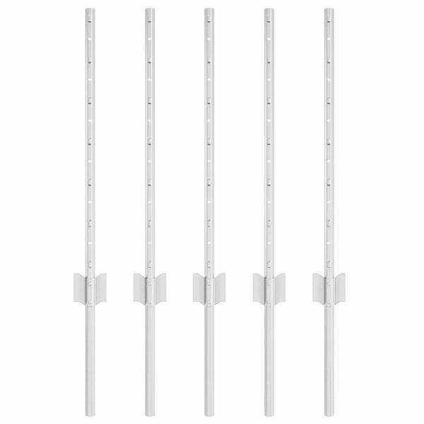 Grote foto vidaxl afrasteringspaal 5 pcs zilver 60 cm staal tuin en terras overige tuin en terras