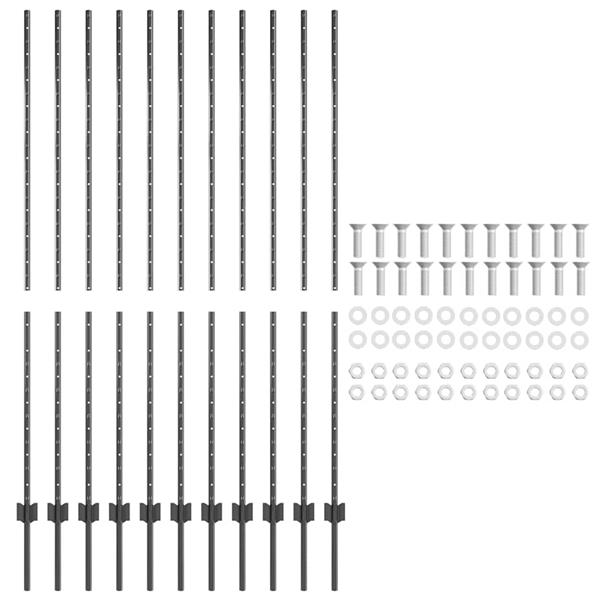 Grote foto vidaxl afrasteringspaal 11 pcs grijs 160 cm staal tuin en terras overige tuin en terras
