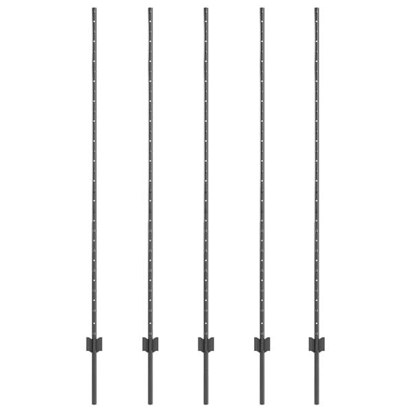 Grote foto vidaxl afrasteringspaal 5 pcs grijs 150 cm staal tuin en terras overige tuin en terras