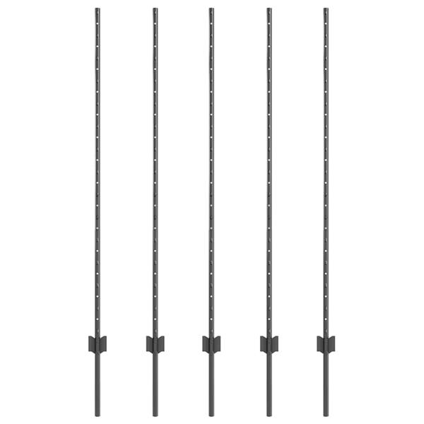 Grote foto vidaxl afrasteringspaal 5 pcs grijs 140 cm staal tuin en terras overige tuin en terras