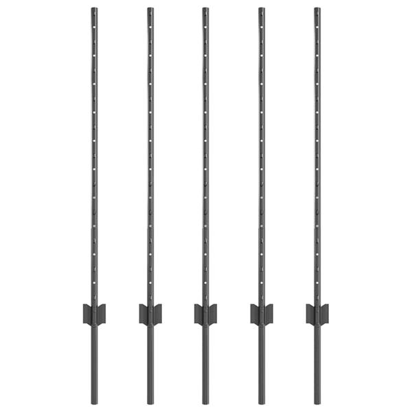 Grote foto vidaxl afrasteringspaal 5 pcs grijs 100 cm staal tuin en terras overige tuin en terras