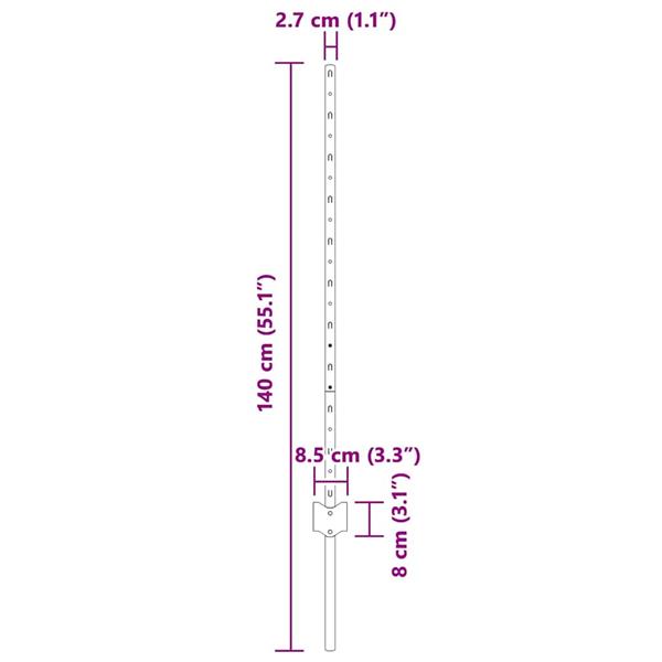 Grote foto vidaxl afrasteringspaal 5 pcs grijs 100 cm staal tuin en terras overige tuin en terras