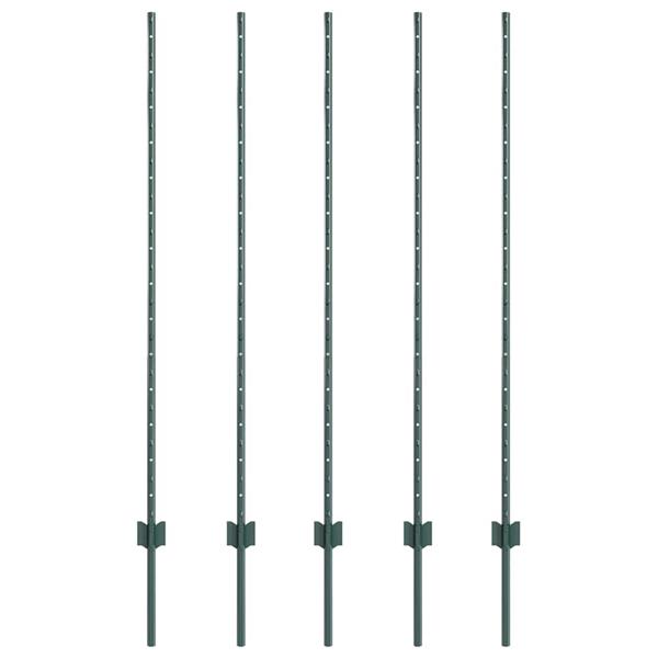 Grote foto vidaxl afrasteringspaal 5 pcs groen 140 cm staal tuin en terras overige tuin en terras