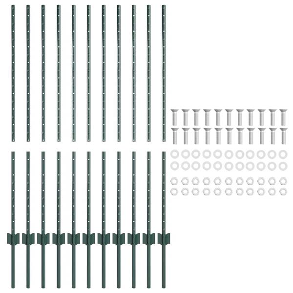 Grote foto vidaxl afrasteringspaal 11 pcs groen 120 cm staal tuin en terras overige tuin en terras