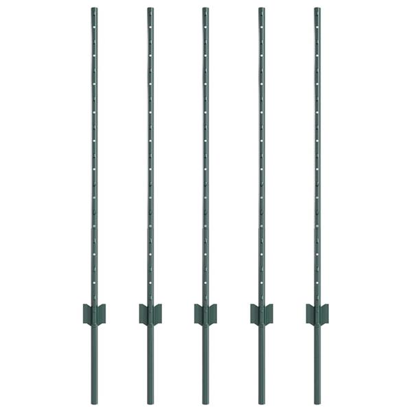 Grote foto vidaxl afrasteringspaal 5 pcs groen 140 cm staal tuin en terras overige tuin en terras
