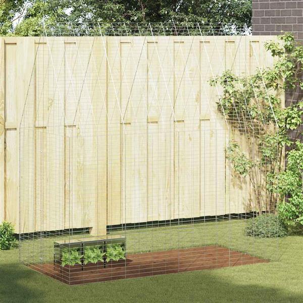 Grote foto vidaxl konijnenkooi zilver 400 x 100 x 210 cm gegalvaniseerd staal dieren en toebehoren hokken en kooien